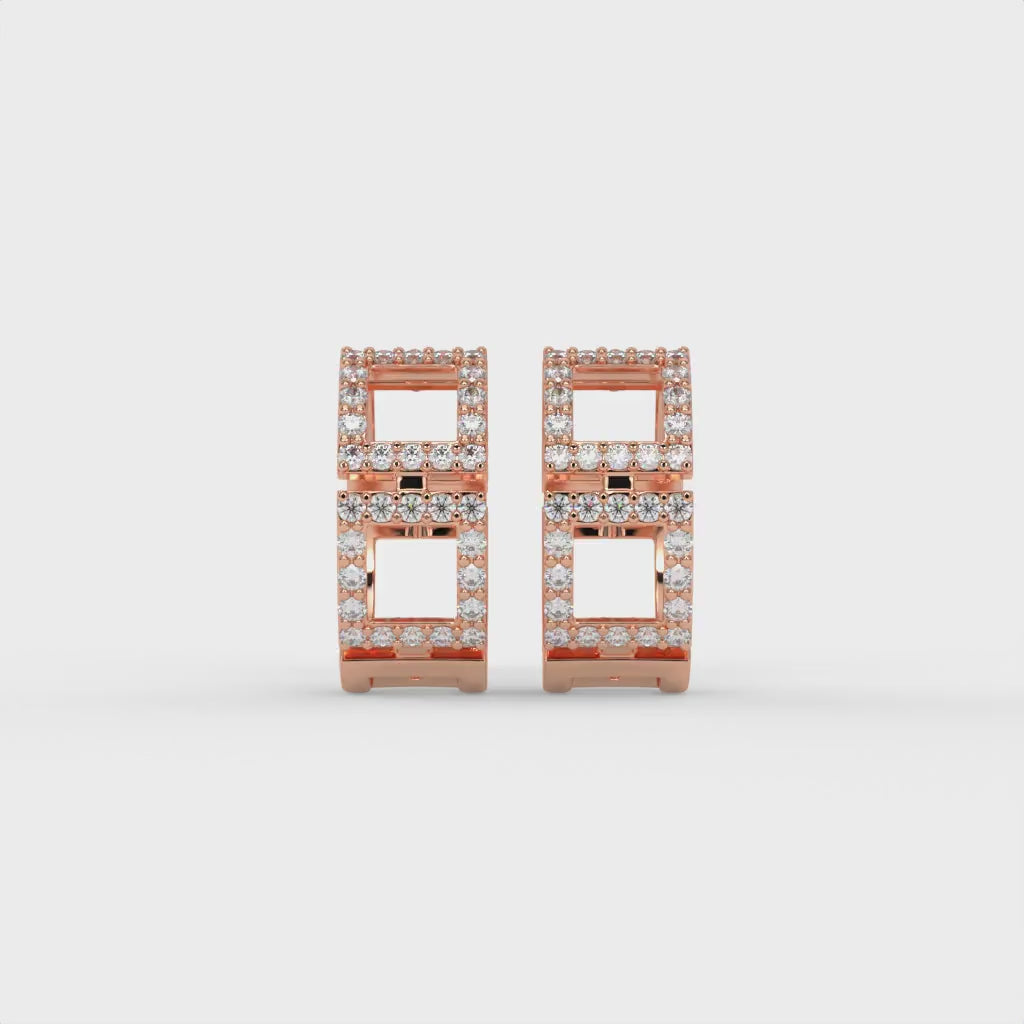 Manhattan Lattice Hoops Rose Gold