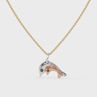 Dolphin Duet Chain Pendant Gold