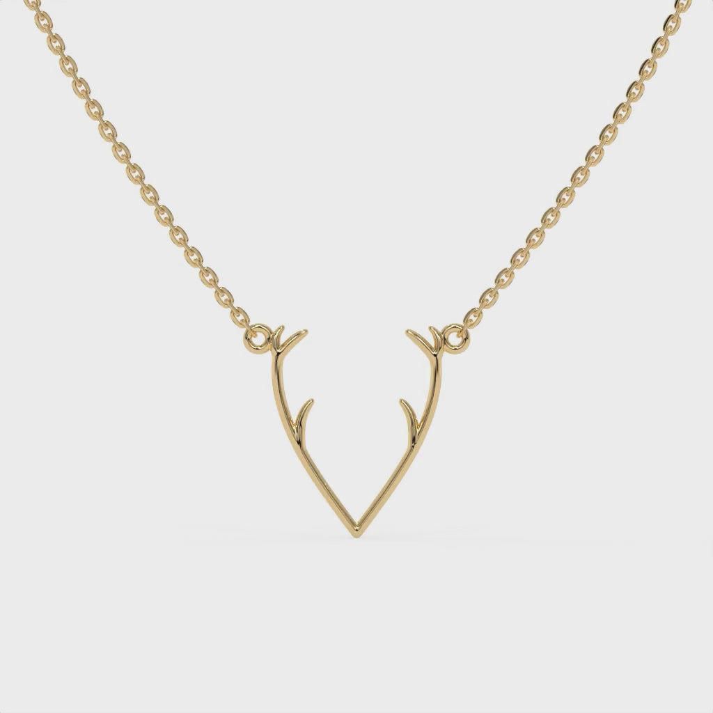 Moonlit Deer Chain Pendant Gold