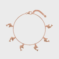 Dancing Dolphins Charm Bracelet Rose Gold