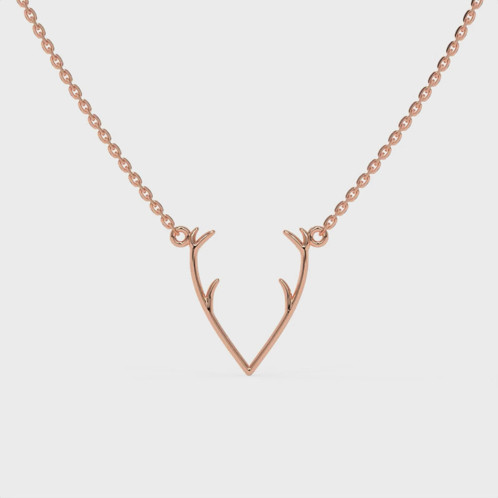 Moonlit Deer Chain Pendant Rose Gold