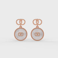 Mother of Pearl Emblem Earrings Rose Gold