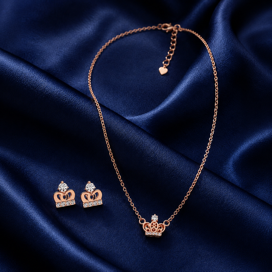 Princess Diaries Pendant & Earring Set Rose Gold