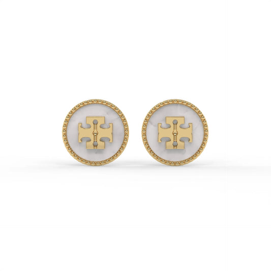 Signature Mother of Pearl Earrings Gold