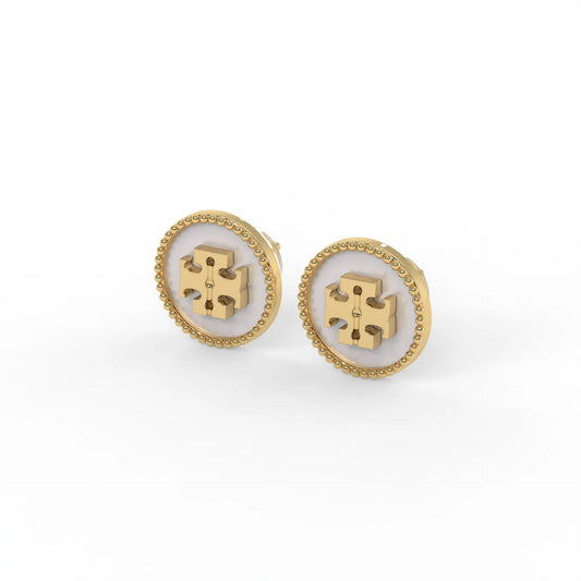 Signature Mother of Pearl Earrings Gold