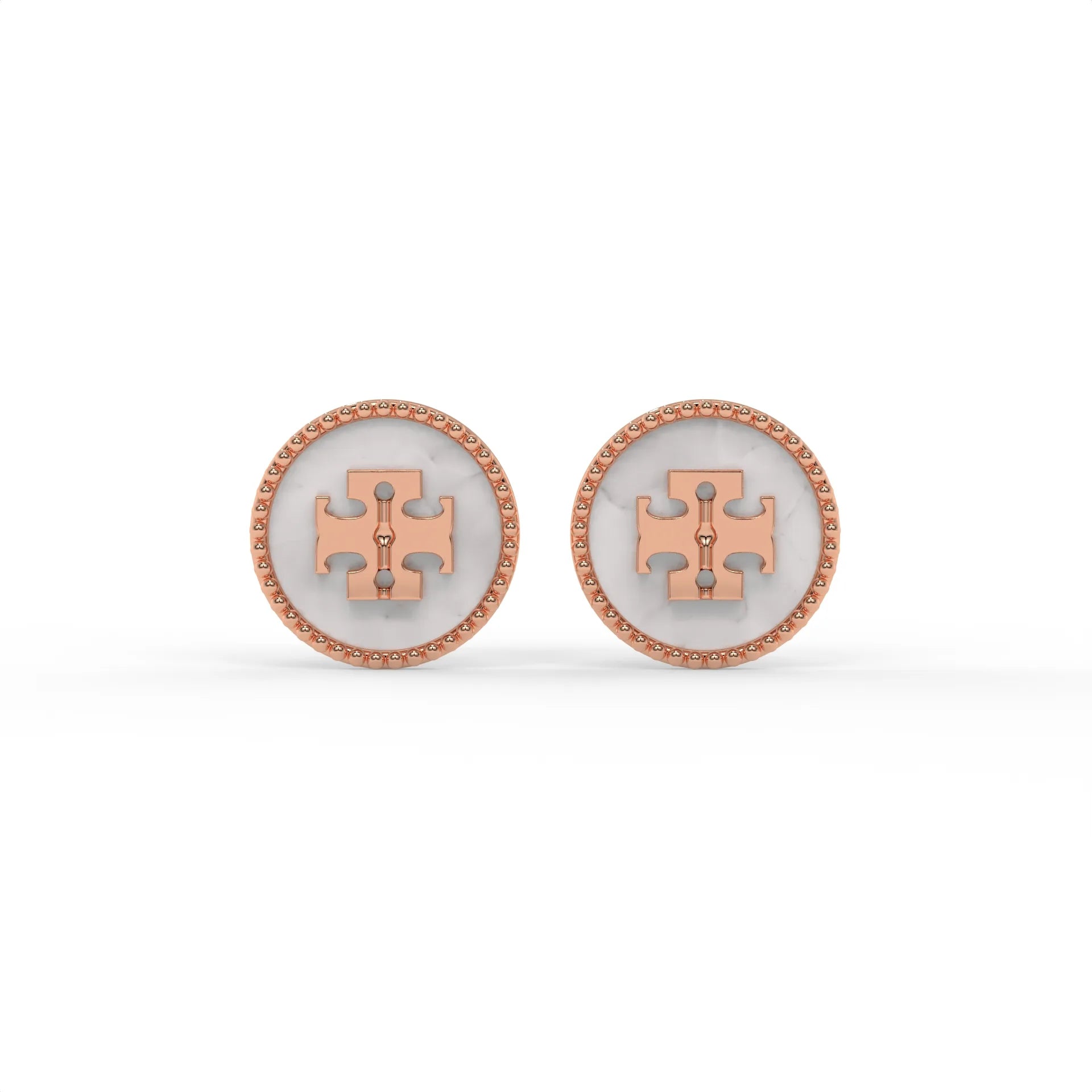Signature Mother of Pearl Earrings Rose Gold