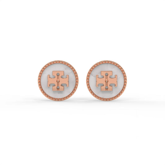Signature Mother of Pearl Earrings Rose Gold