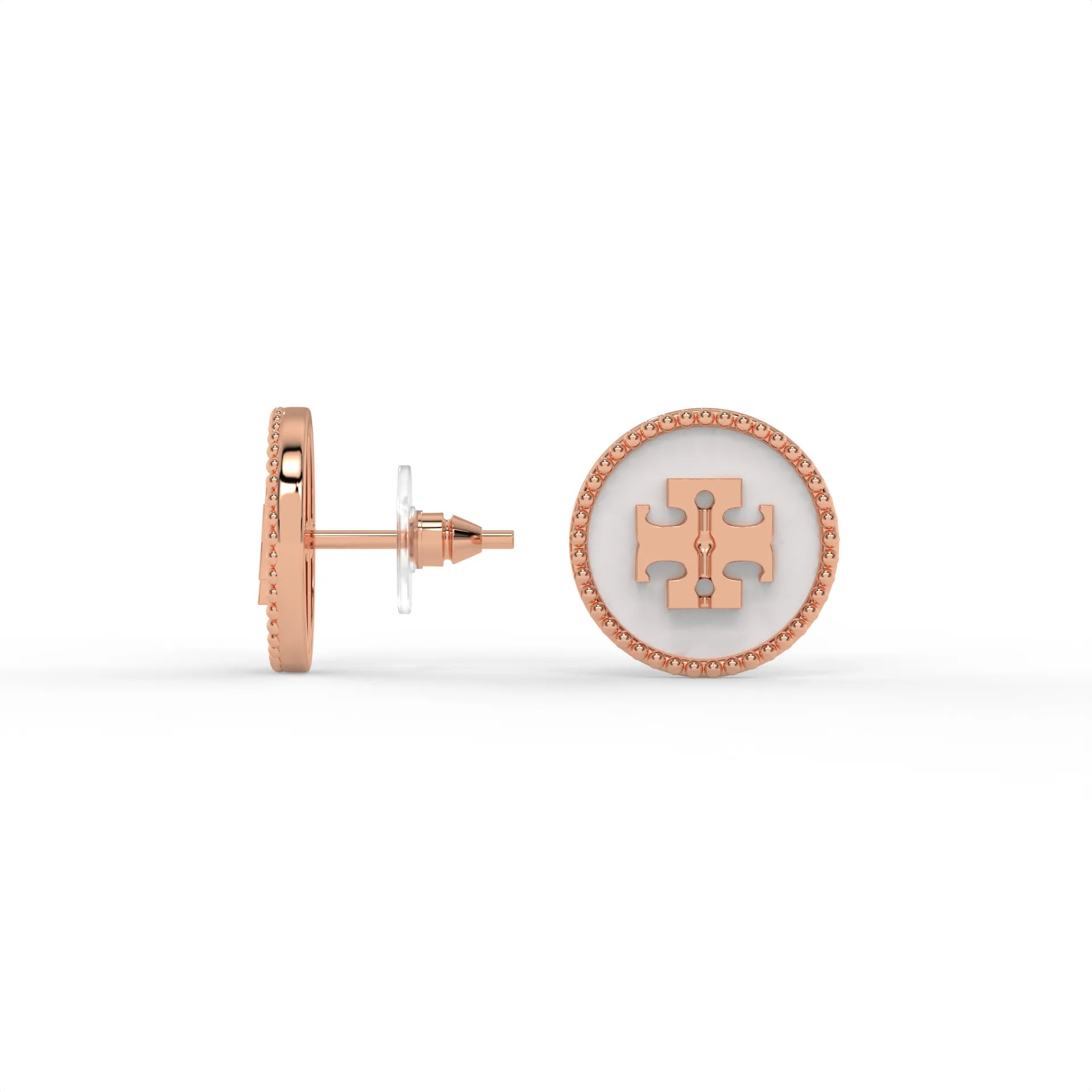 Signature Mother of Pearl Earrings Rose Gold