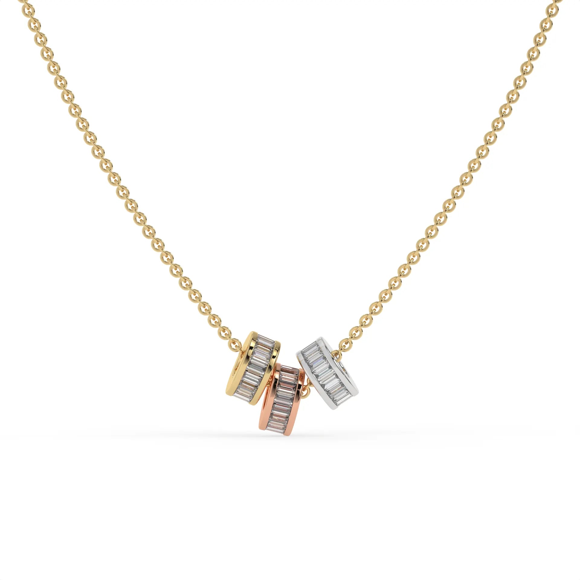 Trinity Rings Chain Pendant Gold