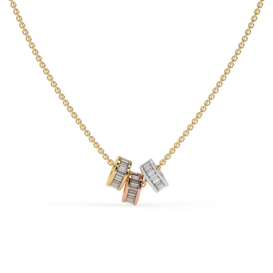Trinity Rings Chain Pendant Gold
