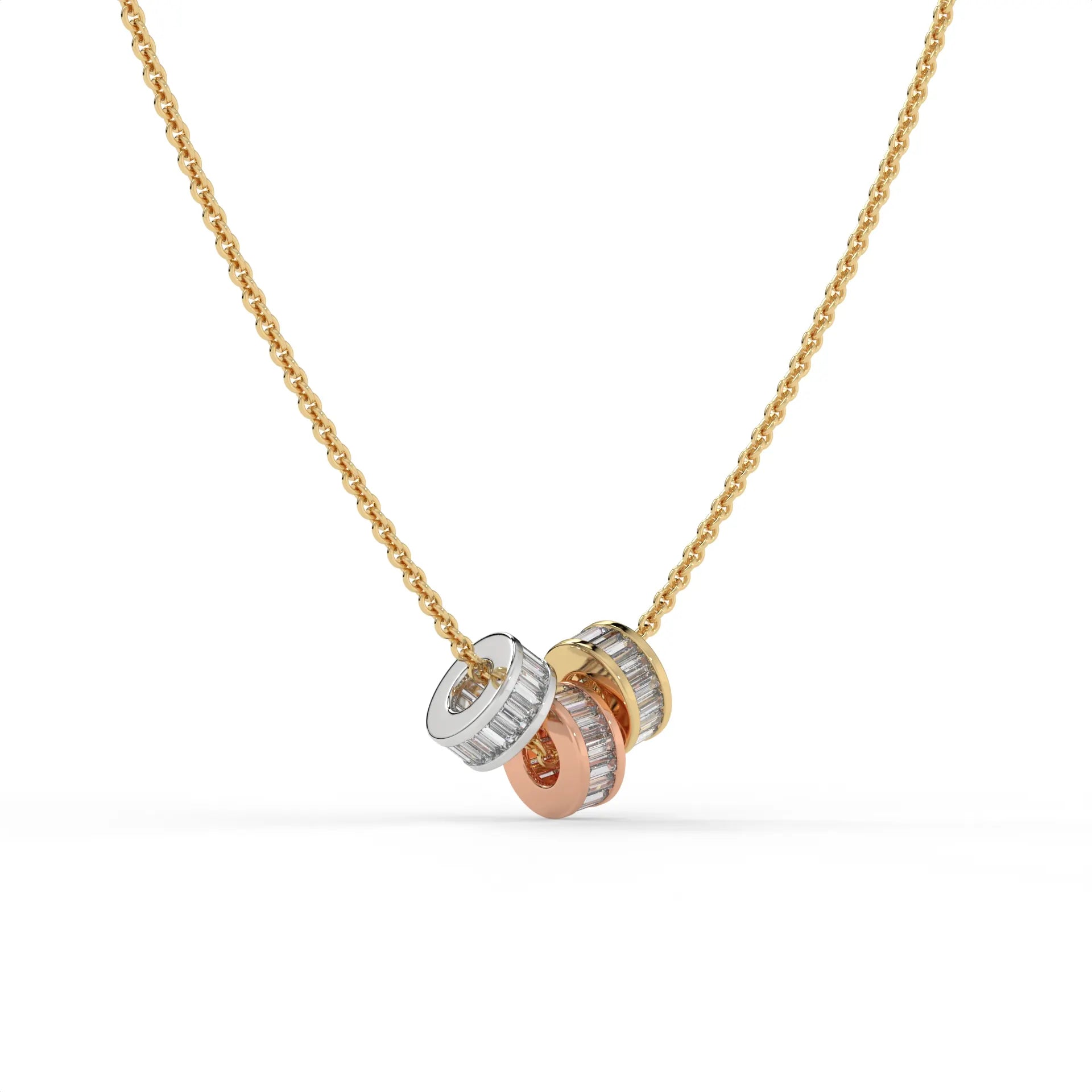 Trinity Rings Chain Pendant Gold