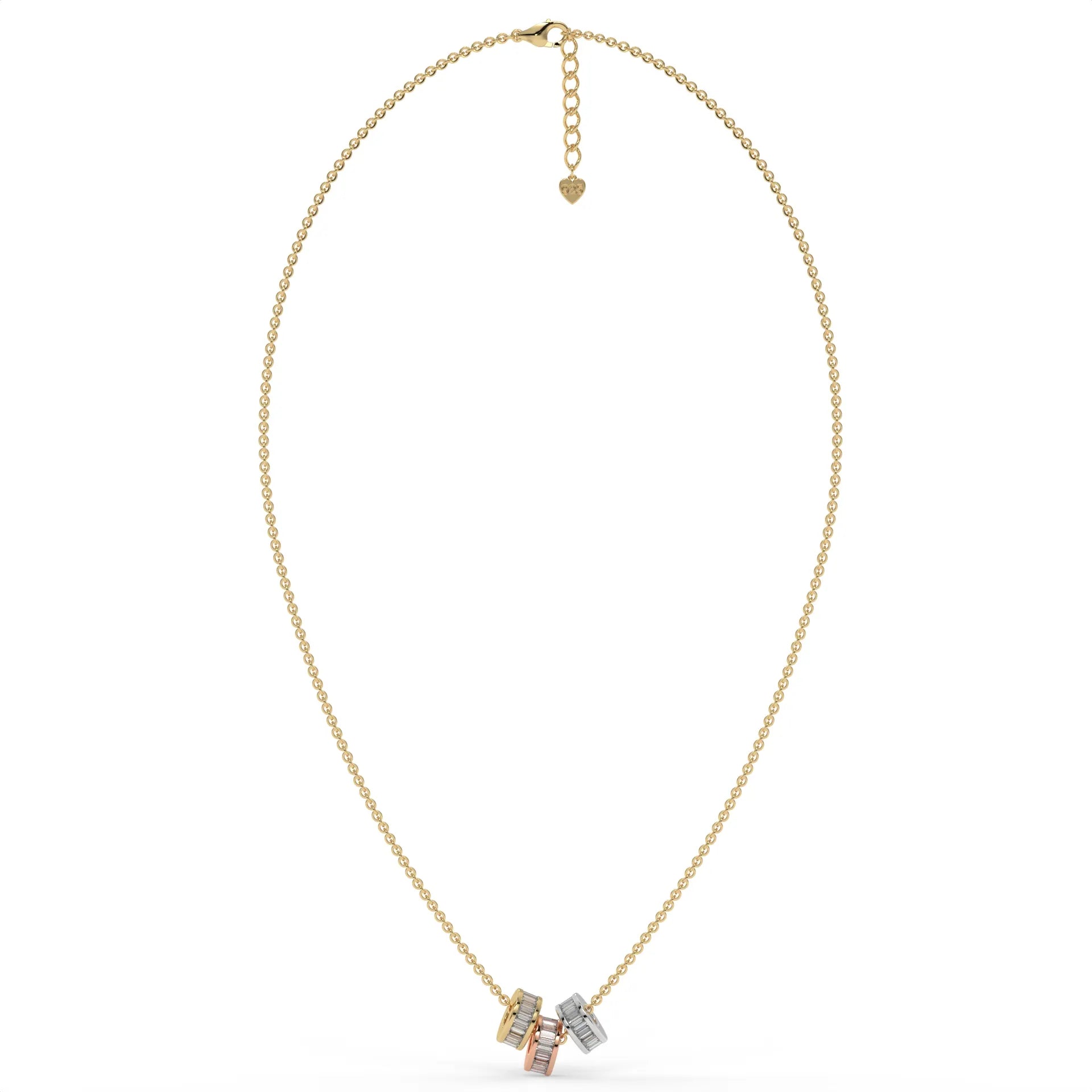 Trinity Rings Chain Pendant Gold