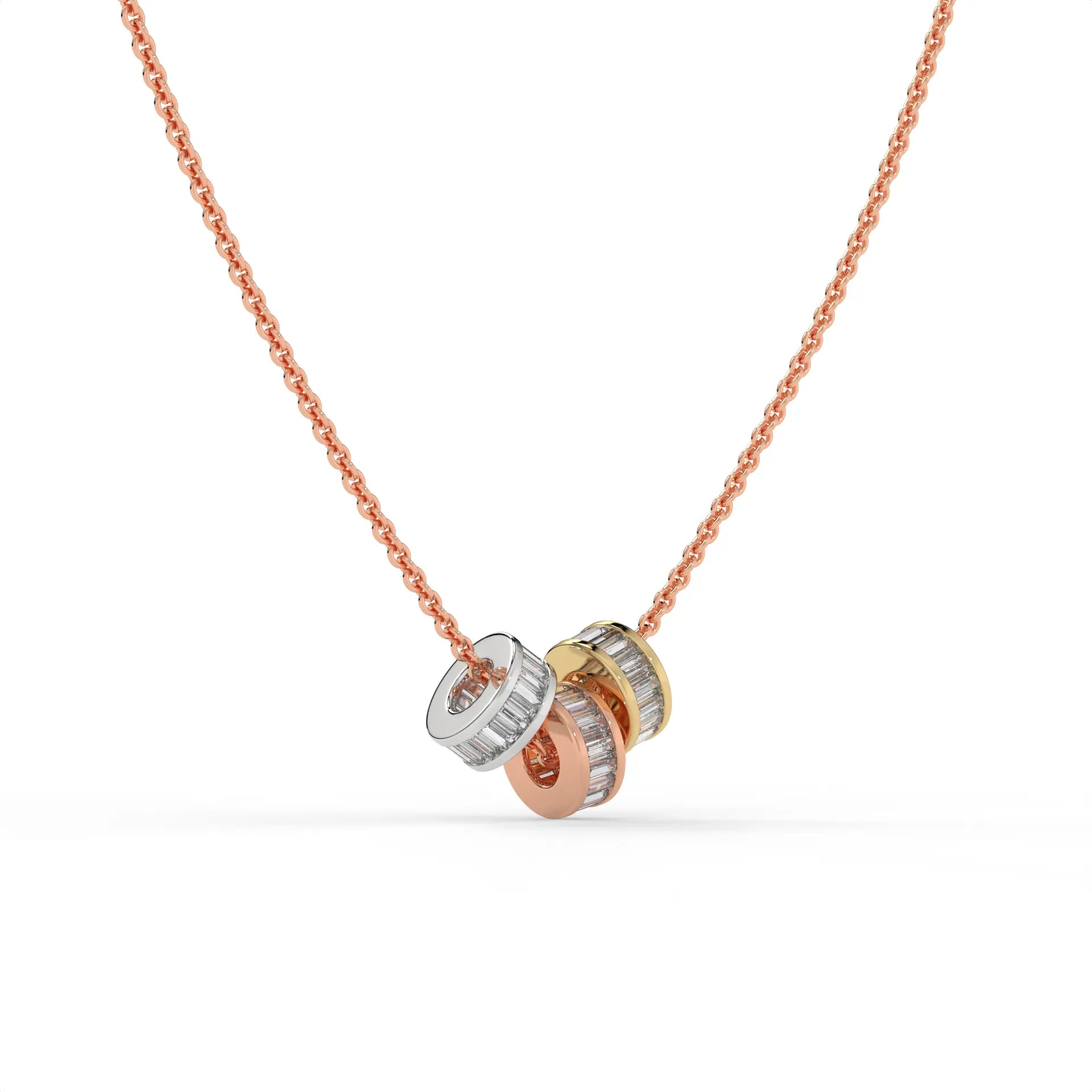 Trinity Rings Chain Pendant Rose Gold