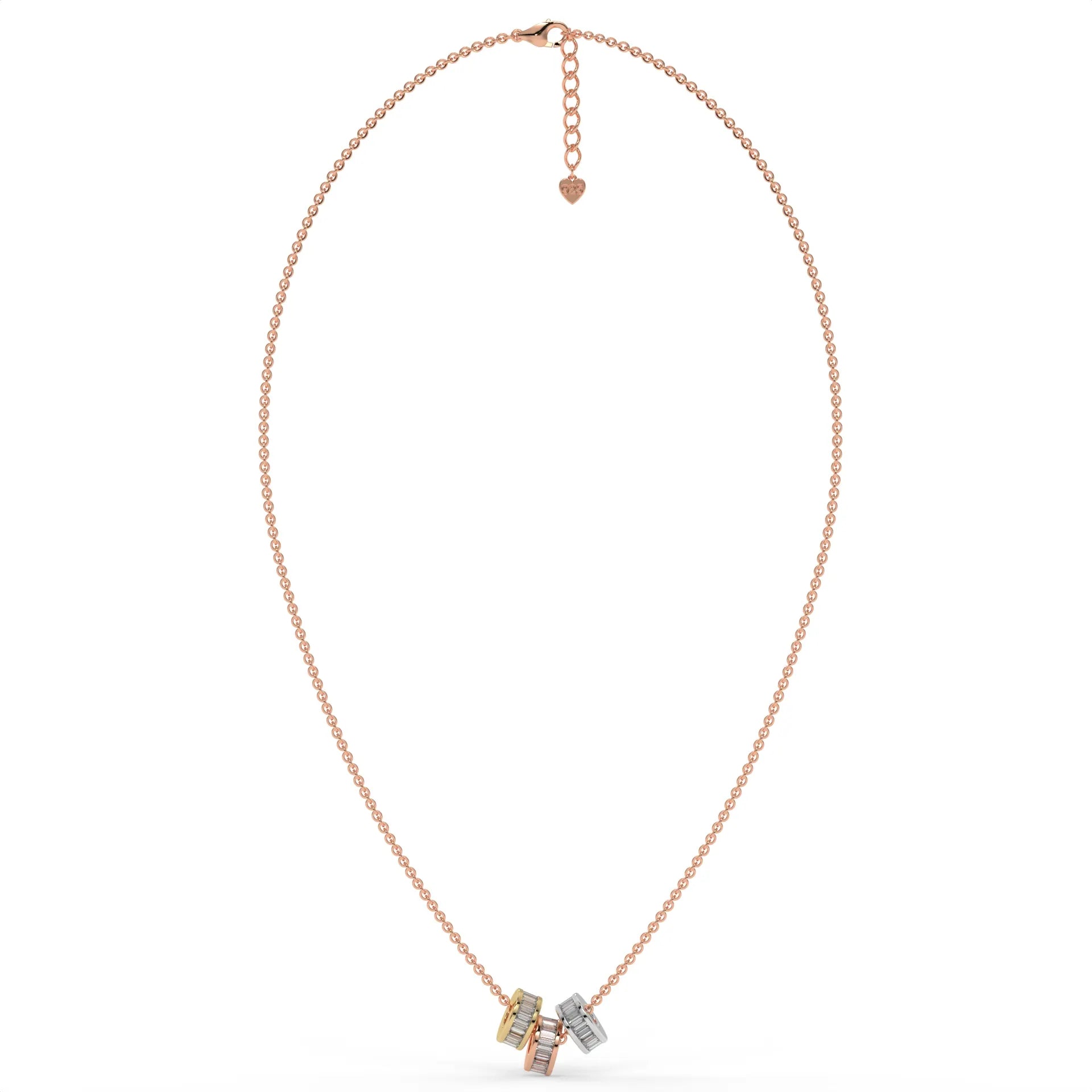 Trinity Rings Chain Pendant Rose Gold